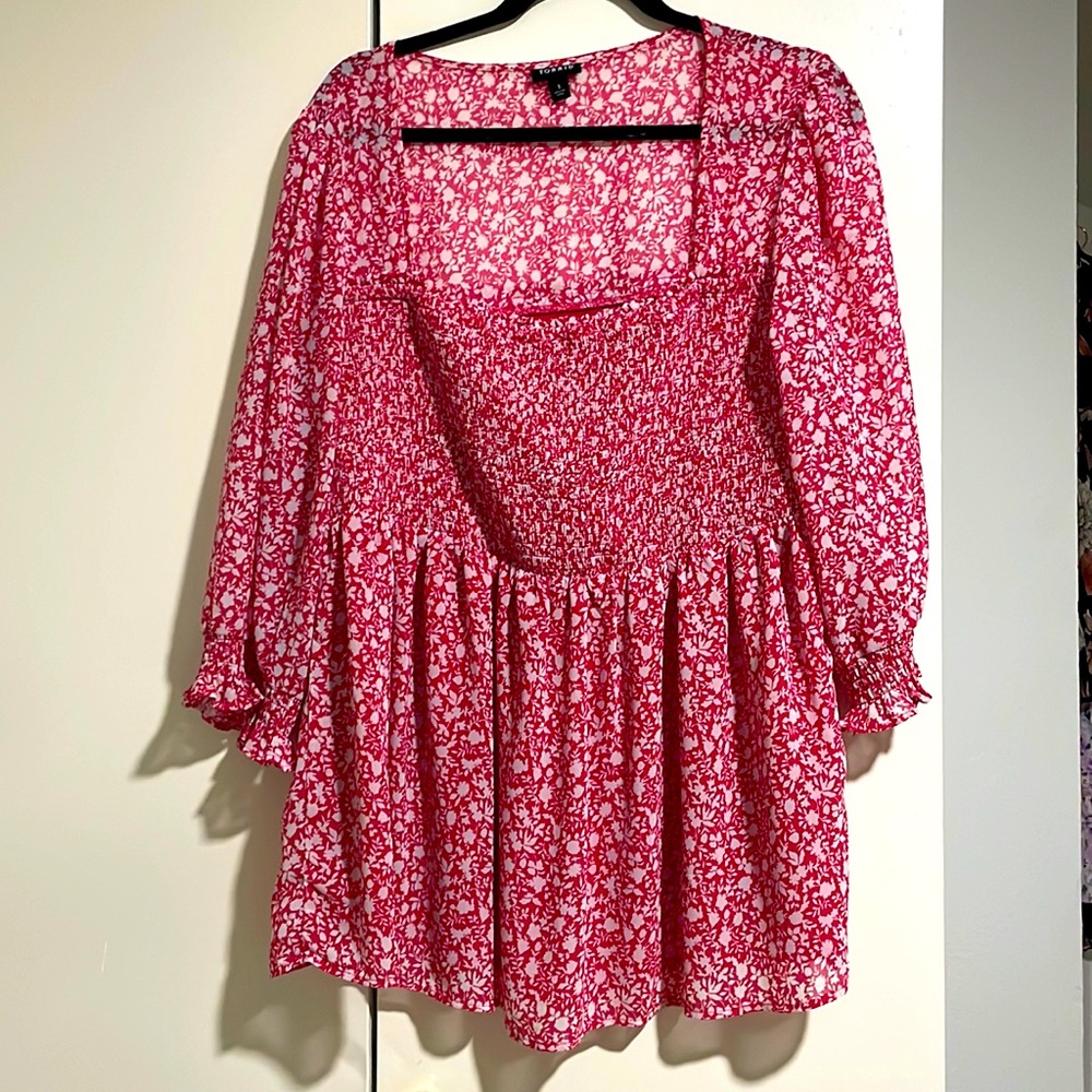 Torrid, pink, and white floral blouse size 1x